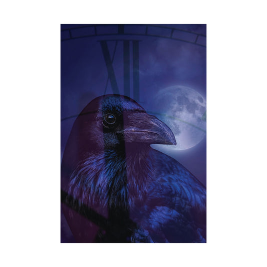 Mystical Raven Art Print, Dark Decor, Gothic Poster, Moonlight Wall Art, Halloween Decor, Unique Gift Idea
